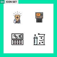 Pictogram Set of 4 Simple Filledline Flat Colors of achievement dispenser prize bankomat machine Editable Vector Design Elements