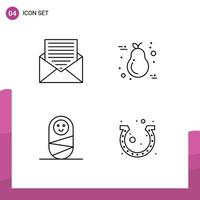 4 Creative Icons Modern Signs and Symbols of communication light envelope pear human Editable Vector Design Elements