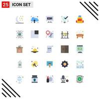 Set of 25 Modern UI Icons Symbols Signs for ar school video bag product Editable Vector Design Elements