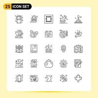 25 User Interface Line Pack of modern Signs and Symbols of magnifying glass spa link potion element Editable Vector Design Elements