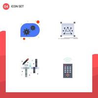 Modern Set of 4 Flat Icons Pictograph of gear hobbies edit resize control Editable Vector Design Elements