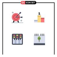 4 Thematic Vector Flat Icons and Editable Symbols of achievement movie marketing success sound Editable Vector Design Elements