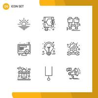 Set of 9 Commercial Outlines pack for big sale ideas camp work schedule Editable Vector Design Elements