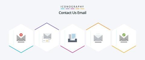 Email 25 Flat icon pack including letter. check mark. email. open. letter vector