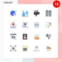 paquete de 16 signos y símbolos modernos de colores planos para medios de impresión web, como el altavoz de correo electrónico, un paquete editable de video de sonido de elementos de diseño de vectores creativos