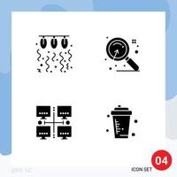 Set of 4 Modern UI Icons Symbols Signs for bulb area love market local Editable Vector Design Elements