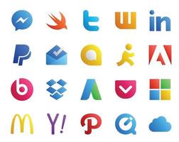 20 Social Media Icon Pack Including yahoo microsoft google allo pocket dropbox vector