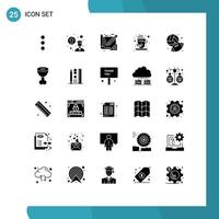 25 Universal Solid Glyphs Set for Web and Mobile Applications food hobbies blue print baseball infusion Editable Vector Design Elements