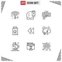 Set of 9 Modern UI Icons Symbols Signs for control easter device bottle obsolete Editable Vector Design Elements