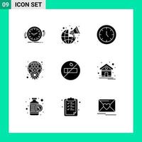 9 Creative Icons Modern Signs and Symbols of web internet worldwide globe time Editable Vector Design Elements