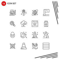 Stock Vector Icon Pack of 16 Line Signs and Symbols for cloud lost reporter ecommerce flag Editable Vector Design Elements