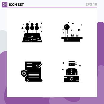 Set of 4 Modern UI Icons Symbols Signs for agriculture file joystick play bandit Editable Vector Design Elements