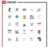 Set of 25 Modern UI Icons Symbols Signs for money open press morning sun Editable Vector Design Elements