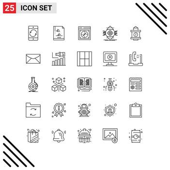 25 líneas vectoriales temáticas y símbolos editables del concepto ubicuo navegador computación web elementos de diseño vectorial editables vector