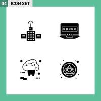 Group of 4 Modern Solid Glyphs Set for gps online laptop security shopping Editable Vector Design Elements