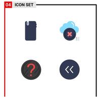 Group of 4 Modern Flat Icons Set for phone cross android delete faq Editable Vector Design Elements