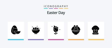 Easter Glyph 5 Icon Pack Including cup. nature. flower. baby. basket. Creative Icons Design vector