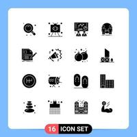 16 Thematic Vector Solid Glyphs and Editable Symbols of file duplicate business identity clone Editable Vector Design Elements