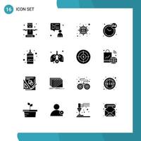 Set of 16 Modern UI Icons Symbols Signs for ink bottle optimization service hours Editable Vector Design Elements