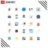 25 Universal Flat Color Signs Symbols of setting tablet movie reel graphic design Editable Vector Design Elements