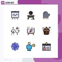 Pictogram Set of 9 Simple Filledline Flat Colors of ad development potholder design coding Editable Vector Design Elements