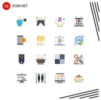 16 Creative Icons Modern Signs and Symbols of pump fuel video game cityscape world day Editable Pack of Creative Vector Design Elements