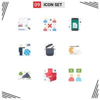 9 Universal Flat Colors Set for Web and Mobile Applications go user workgroup globe app Editable Vector Design Elements