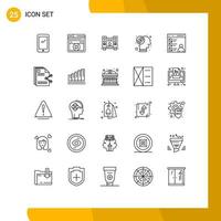 conjunto de 25 iconos modernos de la interfaz de usuario signos de símbolos para la inversión del navegador woofer dólar cerebro elementos de diseño vectorial editables vector