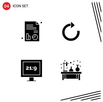 Pack of 4 Modern Solid Glyphs Signs and Symbols for Web Print Media such as medical chemistry arrow aspect ratio flask Editable Vector Design Elements
