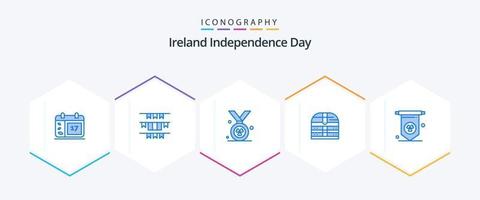 día de la independencia de irlanda 25 paquete de iconos azules que incluye. seguridad. irlandesa. Irlanda. caja vector