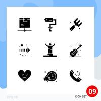 Pictogram Set of 9 Simple Solid Glyphs of competition right tool direction fork Editable Vector Design Elements