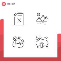 User Interface Pack of 4 Basic Filledline Flat Colors of gasoline heart environment farming cloud Editable Vector Design Elements