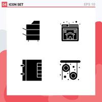 Modern Set of 4 Solid Glyphs Pictograph of copier folder products page physics Editable Vector Design Elements