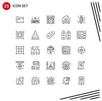 Editable Vector Line Pack of 25 Simple Lines of network link keyboard cloud web speed Editable Vector Design Elements