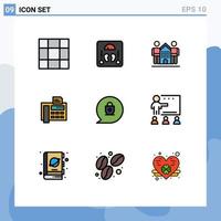 9 Creative Icons Modern Signs and Symbols of locked chat friends fax machine phone Editable Vector Design Elements