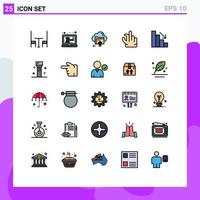 conjunto de 25 iconos modernos de la interfaz de usuario signos de símbolos para análisis de caída zoom de flecha en elementos de diseño de vectores editables