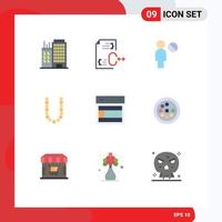 User Interface Pack of 9 Basic Flat Colors of layout neckles file lux accesoris Editable Vector Design Elements