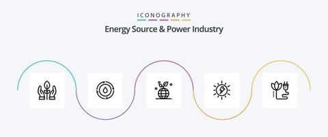 Energy Source And Power Industry Line 5 Icon Pack Including biomass. sun. growth. solar. energy vector