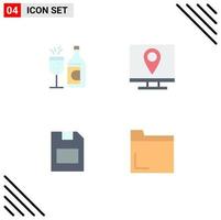 4 Thematic Vector Flat Icons and Editable Symbols of glass card ddrink contact us storage Editable Vector Design Elements