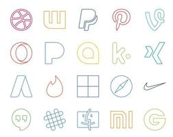 20 Social Media Icon Pack Including slack nike kik browser delicious vector