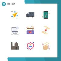 Flat Color Pack of 9 Universal Symbols of static page app layout wifi Editable Vector Design Elements