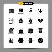 Modern Set of 16 Solid Glyphs Pictograph of news direction shipping up arrow Editable Vector Design Elements