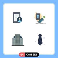 Modern Set of 4 Flat Icons and symbols such as gdpr address user shopping building Editable Vector Design Elements