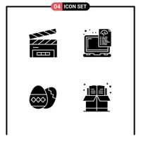 User Interface Pack of Basic Solid Glyphs of clapboard easter egg film flap files holiday Editable Vector Design Elements