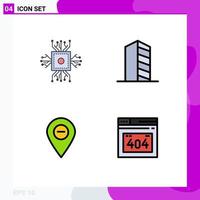 4 Filledline Flat Color concept for Websites Mobile and Apps chip real estate processor construction location Editable Vector Design Elements