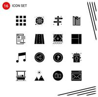 16 Creative Icons Modern Signs and Symbols of report article game news skyscraper Editable Vector Design Elements