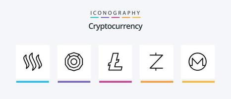 Cryptocurrency Line 5 Icon Pack Including coin. crypto currency. nxt. crypto. dash. Creative Icons Design vector