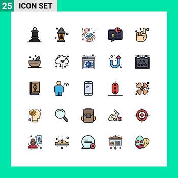 User Interface Pack of 25 Basic Filled line Flat Colors of hand message feminism graph banking Editable Vector Design Elements