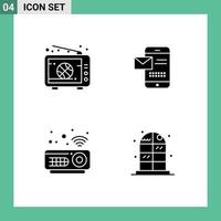 Stock Vector Icon Pack of 4 Line Signs and Symbols for broadcast receiving sms match message hardware Editable Vector Design Elements