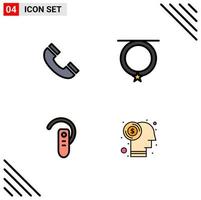 Mobile Interface Filledline Flat Color Set of 4 Pictograms of call bluetooth ui fashion headphone Editable Vector Design Elements